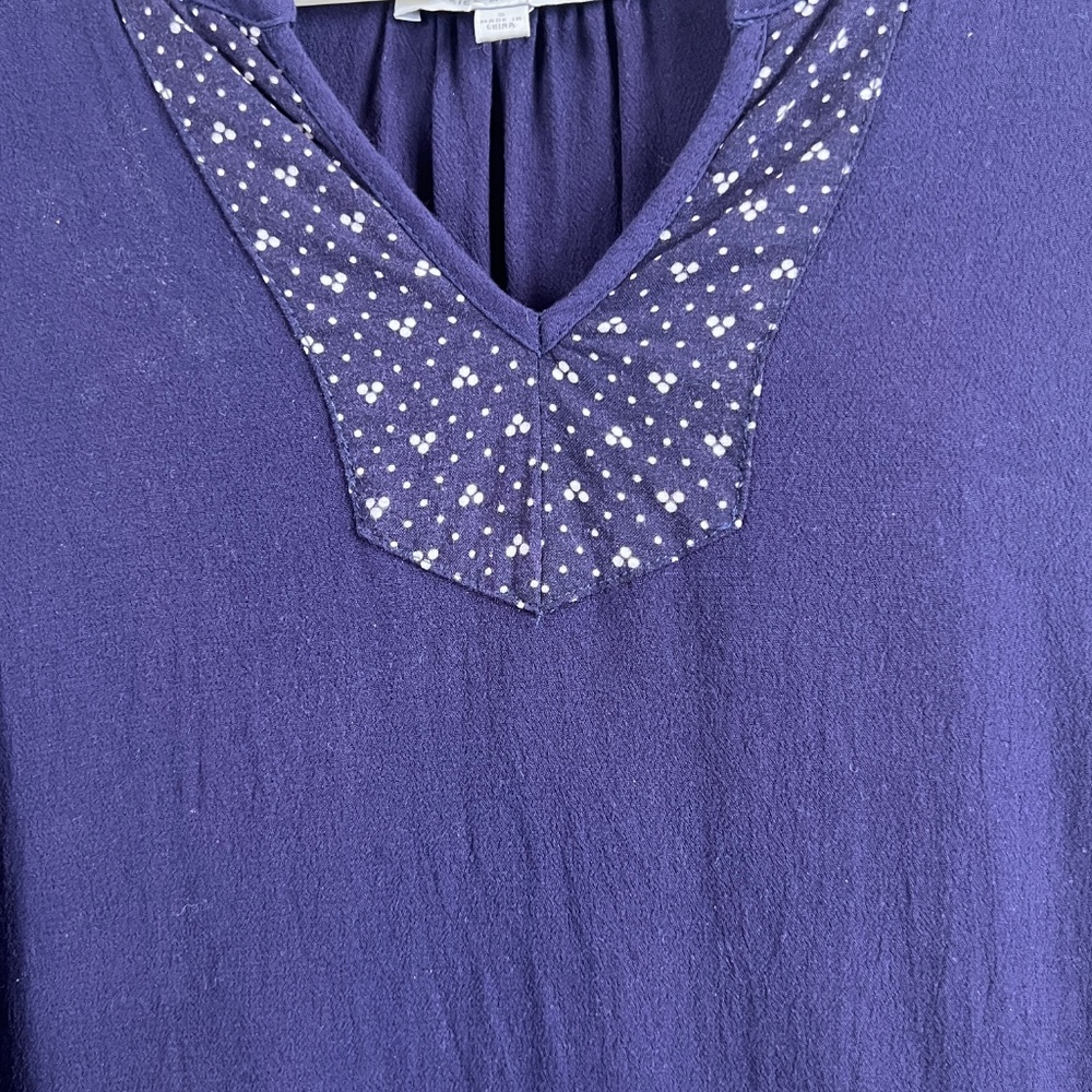 Skies Are Blue Women's Small Royal Blue Sleeveless Career Top Split Neck EUC - Picture 8 of 8